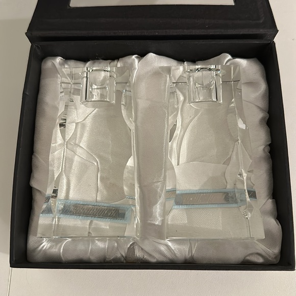 NWT Oleg Cassini Crystal Candlestick Holders 2 4" Stands,Vintage 117441 Premiere - Picture 6 of 8